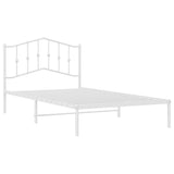 Metal Bed Frame without Mattress with Headboard White 107x203cm 373834