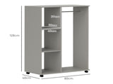 Open Wardrobe on Wheels, Bedroom Wardrobe with Clothes Hanging Rail, 3 Storage Shelves, Mobile T3398P328093