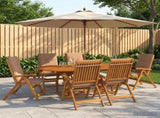 7-Piece Garden Dining Set Natural Solid Acacia Wood 3434491