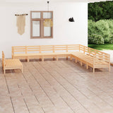 11 Piece Garden Lounge Set Solid Wood Pine 3083144
