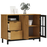 Sideboard with Glass Door FLAM 110x40x80 cm Solid Wood Pine 357828