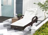 Brown Rattan Sun Lounger w/ Adjustable Steel Frame,200Lx73Wx56-103H cm T3398P318556