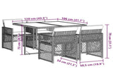 5 Piece Garden Dining Set with Cushions Black Poly Rattan 3210715