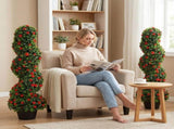 Decorative Artificial Plants Set of 2, UV Resistant Fake Plants in Pot for Indoor Outdoor Decor, T3398P554165