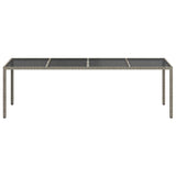 Garden Table Grey 250x100x75 cm Tempered Glass and Poly Rattan 316727