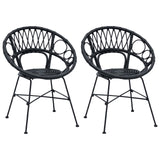 Dining Chair 2 pcs Rattan and Iron Black 54 x 65 x 82 cm 42011561
