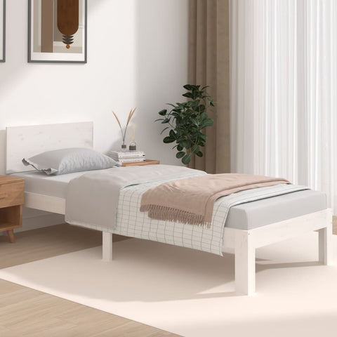 ZNTS Bed Frame without Mattress White 75x190cm Small Single 810456