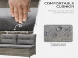 6 Pieces Outdoor PE Rattan Garden Furniture, Patio Wicker Sectional Conversation Corner Sofa w/ Soft T3398P317813