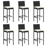 7 Piece Garden Bar Set with Cushions Black Poly Rattan 3203921