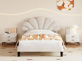 3ft Single Upholstered Velvet Bed, with Adjustable Chic Petal Headboard, Velvet Platform Bed N652P180513W