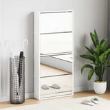 Shoe Cabinet with Mirror 4-Layer High Gloss White 63x17x134 cm 3228276