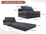 3 in 1 Convertible Corduroy Floor Sofa Bed, Oversized Fold Out Chaise Lounge with High Density T5592P539605