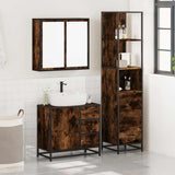 3 Piece Bathroom Furniture Set Smoked Oak Engineered Wood 3301137