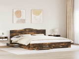 Bed Frame with Drawer Smoked Oak 180 x 200 cm Engineered Wood 3413573