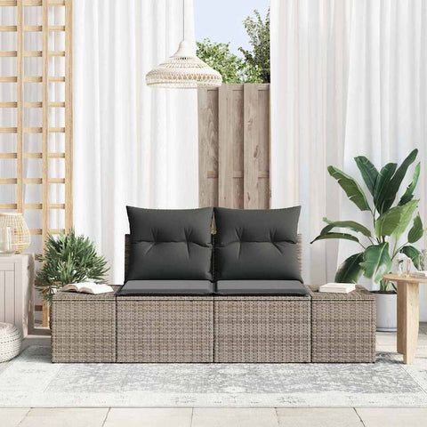 Garden Sofa with Cushion Grey 123 x 62 x 69cm Poly Rattan 42006794