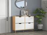 Shoe Storage Cabinet, 4 Flip Drawers, Shoe Organizer for 16 Pairs of Shoes, Natural T3398P329969