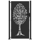 Garden Gate with Lock Black 110 x 205 cm Powder-coated steel 42015888