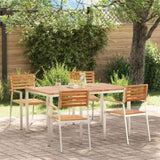 Garden Dining Set 5 pcs Solid Teak Wood and Stainless Steel 3334783