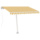 Freestanding Manual Retractable Awning 300x250 cm Yellow/White 3069498