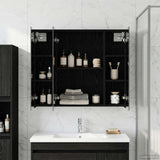 Bathroom Mirror Cabinet with Shelf Black Oak 80 x 14.5 x 70 cm 889104