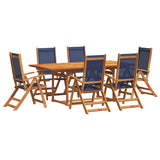 7 Piece Garden Dining Set Solid Wood Acacia and Textilene 3279303