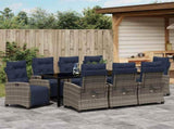 Garden Dining Set with Cushion 9 pcs Grey Poly Rattan 3380476