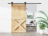 Sliding Door Natural and Black 80 x 210 cm Solid Pine Wood 3445130