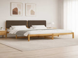 Bed Frame with Upholstered Headboard Whitewash and Taupe 3405058