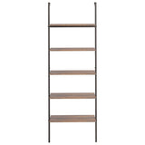 5-Tier Leaning Shelf Dark Brown and Black 64x35x185 cm 336386