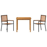 Garden Dining Set 3 pcs Black Solid Acacia Wood 3365511