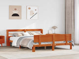 Bed Frame with Headboard 2 pcs Wax Brown Solid Pine Wood 3422724