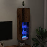 TV Cabinet with LED Lights Old Wood 30.5x30x102 cm 857676