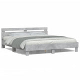Bed Frame Concrete grey Engineered wood, plywood Double Bed Frame 3207521