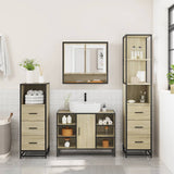4 Piece Bathroom Furniture Set Sonoma Oak Engineered Wood 3301301
