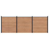 Fence Set 3 pcs 526 x 186 cm WPC and Aluminium Brown 3429377