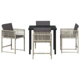 Garden Dining Set 5 pcs Light Grey Poly Rattan 3380761