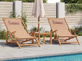 Folding Chair Taupe Solid Wood Eucalyptus and Fabric 366561