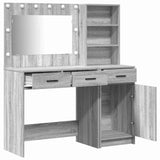 Dressing Table with Mirror Lights 2 pcs Grey Engineered Wood 3334268