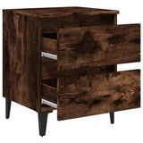 Bed Cabinets with Metal Legs 2 pcs Smoked Oak 40x35x50 cm 813129