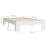 Bed Frame without Mattress White Solid Pine Wood 90x200 cm 283292