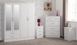 ZNTS Nevada 4 Door 2 Drawer Mirrored Wardrobe Bedroom Set 100-108-040