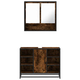2 Piece Bathroom Furniture Set Smoked Oak Engineered Wood 3300942
