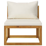 2 Piece Sofa Set with Cream White Cushions Solid Wood Acacia 318556