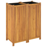Garden Planter with Liner 84x42x100 cm Solid Wood Acacia 366439