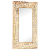 Hand-Carved Mirror 80x50x2.6 cm Solid Mango Wood 321645