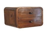 Solid Wood Floating Mini Chestnut Bedside, 2 Drawers, Dark Brown B2743P402930