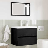 Bathroom Furniture Set with Drawer Wall-mounted 2 pcs Black Oak 875434