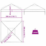 Gazebo Cover Replacement Transparent 300 x 300 x 26 cm PVC 42008408