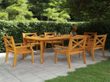 Garden Dining Set Natural Wood Solid acacia wood Large Durable 3058005