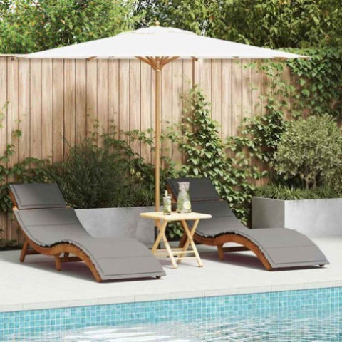 Sun lounger 2 pcs Grey 184 x 55 x 64cm Solid Acacia wood 4107095